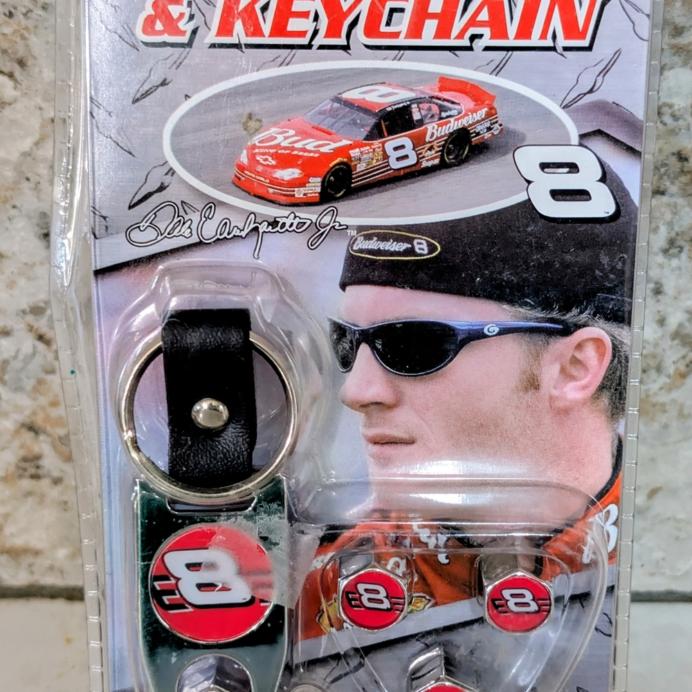 Budweiser Racing Keychain and Pin Set - Red and Black